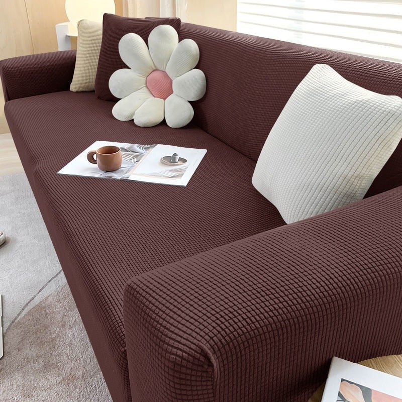 Sofa Cover Fitted Slipcovers with Elastic Stretchable Waffle Knit and Machine Washable Protection - Image 3