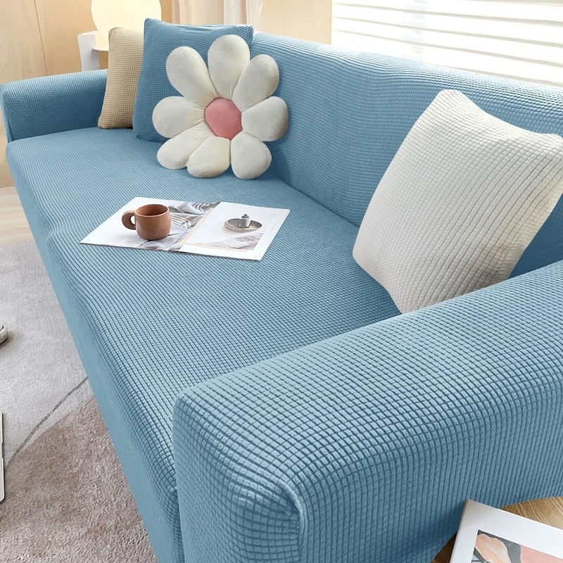 Sofa Cover Fitted Slipcovers with Elastic Stretchable Waffle Knit and Machine Washable Protection - Image 6