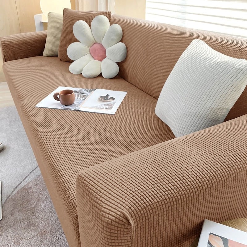 Sofa Cover Fitted Slipcovers with Elastic Stretchable Waffle Knit and Machine Washable Protection - Image 7