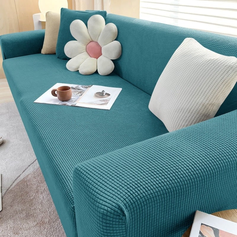 Sofa Cover Fitted Slipcovers with Elastic Stretchable Waffle Knit and Machine Washable Protection - Image 8