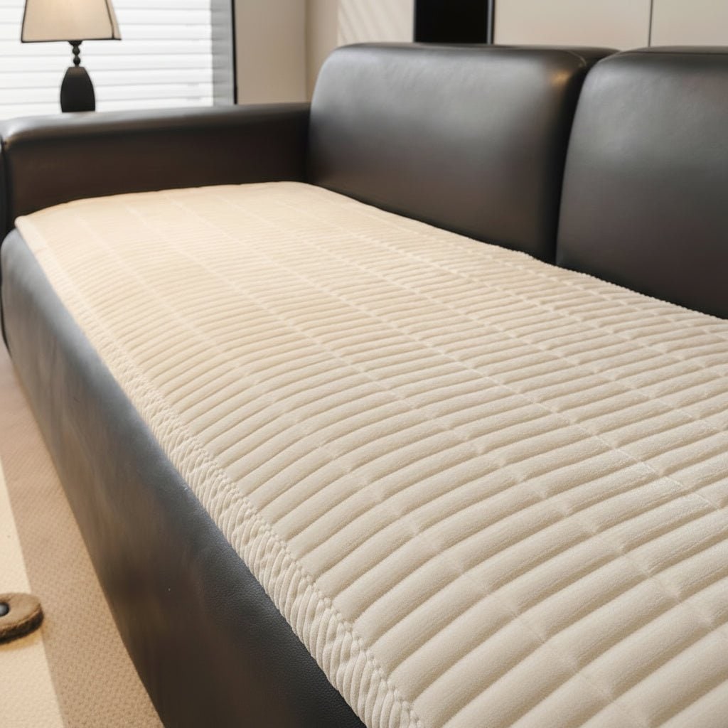 Sofa Cushion Seat Cover Quilted Plush Padded Protector Non Slip Waterproof Microfiber - Image 1