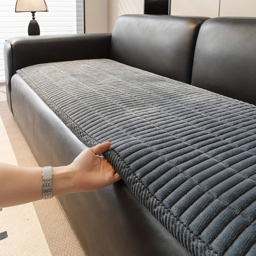 Sofa Cushion Seat Cover Quilted Plush Padded Protector Non Slip Waterproof Microfiber - Image 3