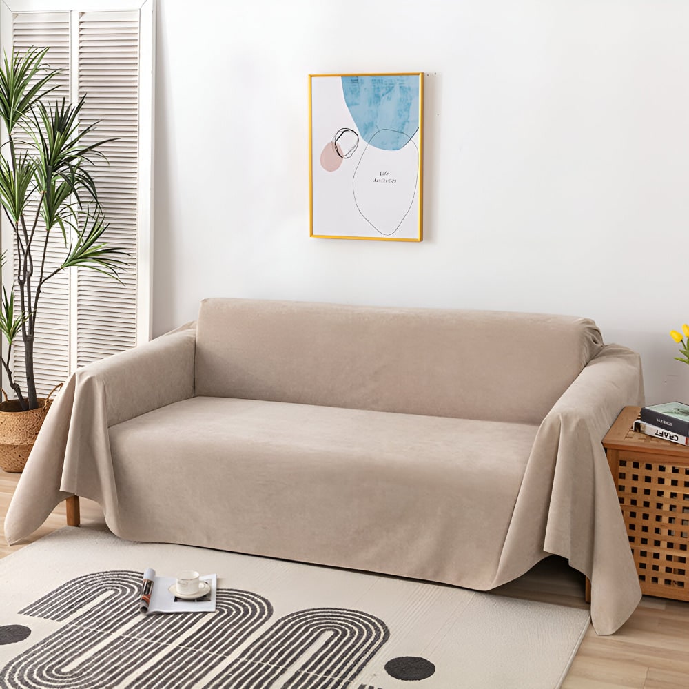 Sofa Throw Blanket Couch Cover Water Resistant Velvet Textured Stitched Edge Waterproof - Image 10