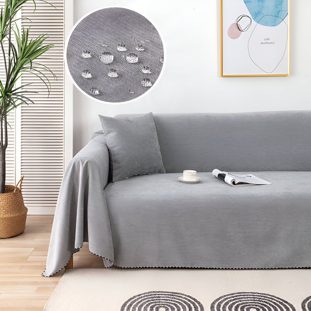 Sofa Throw Blanket Couch Cover Water Resistant Velvet Textured Stitched Edge Waterproof - Image 8