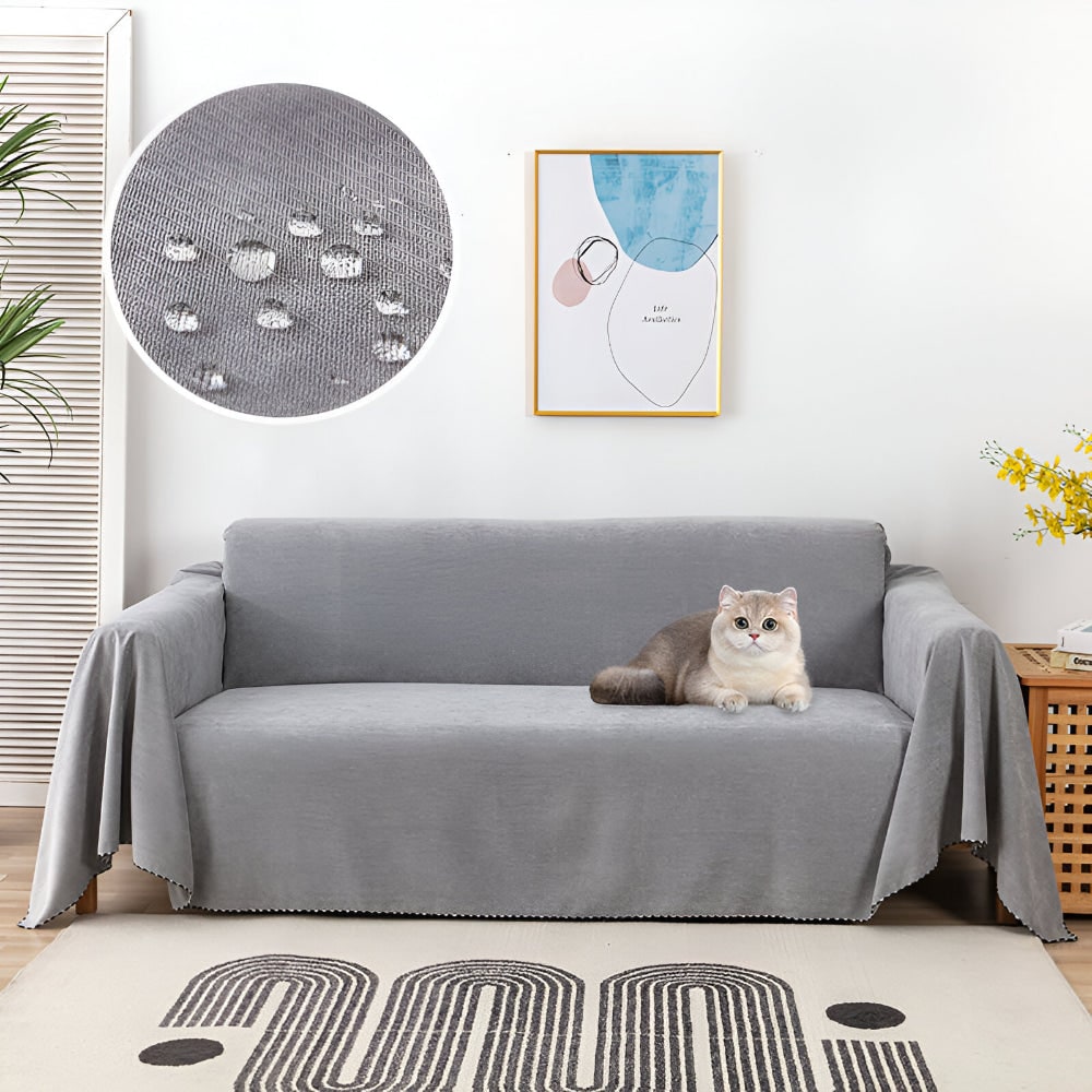 Sofa Throw Blanket Couch Cover Water Resistant Velvet Textured Stitched Edge Waterproof - Image 9