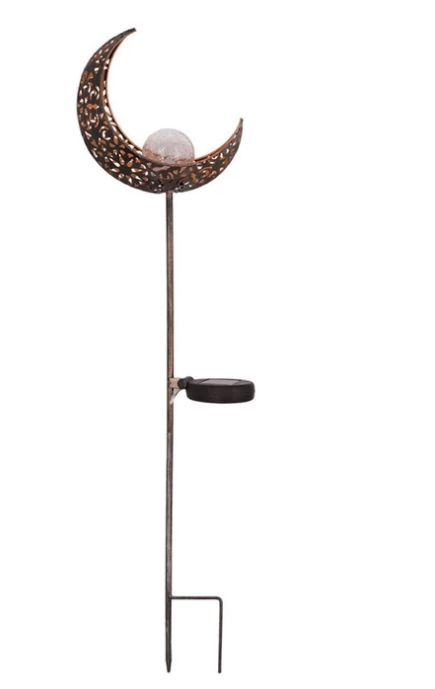 Solar Garden Lights Outdoor Pathway with Crackled Glass Globe and Metal Stake Exterior - Image 1
