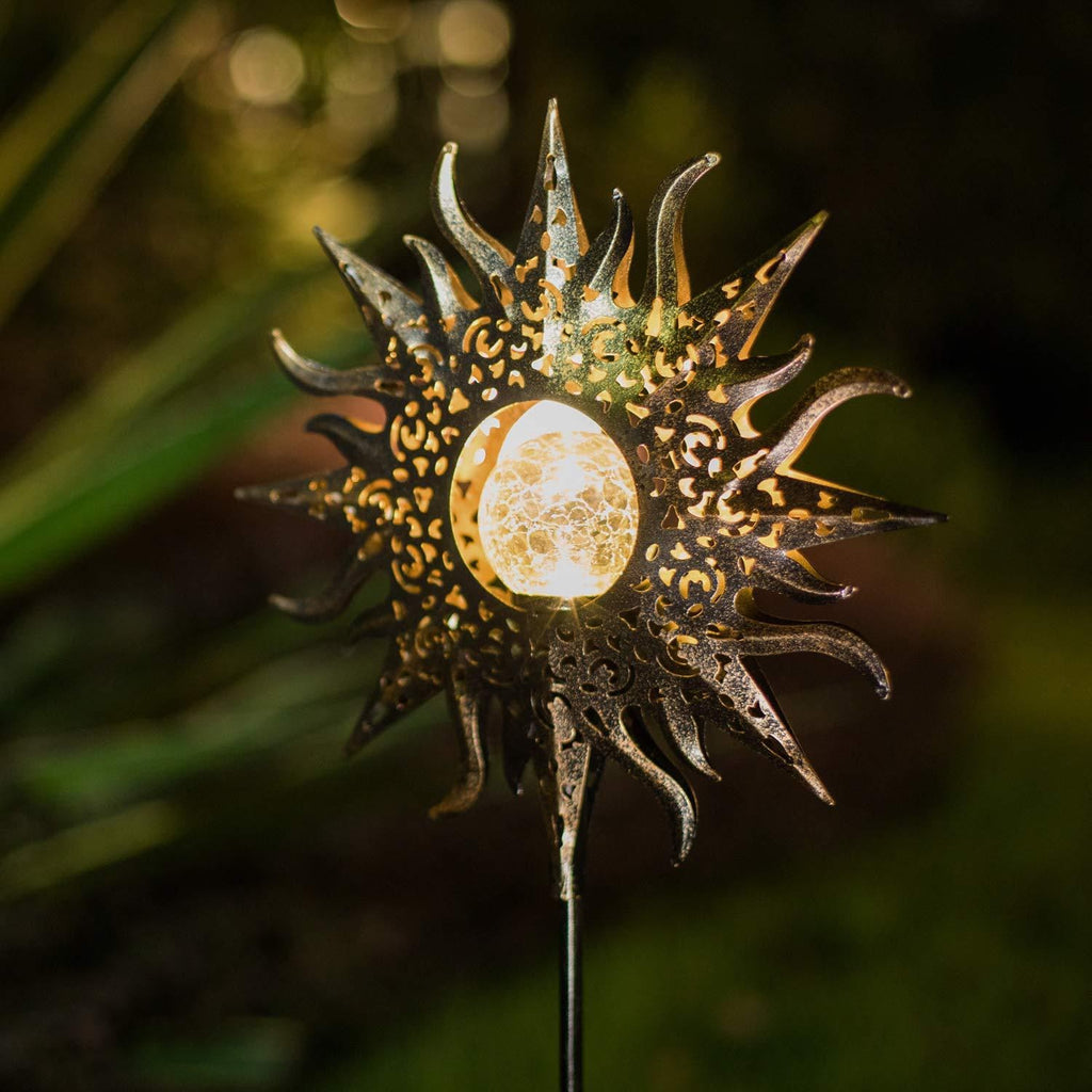 Solar Garden Lights Outdoor Pathway with Crackled Glass Globe and Metal Stake Exterior - Image 10