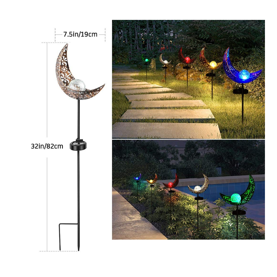Solar Garden Lights Outdoor Pathway with Crackled Glass Globe and Metal Stake Exterior - Image 11