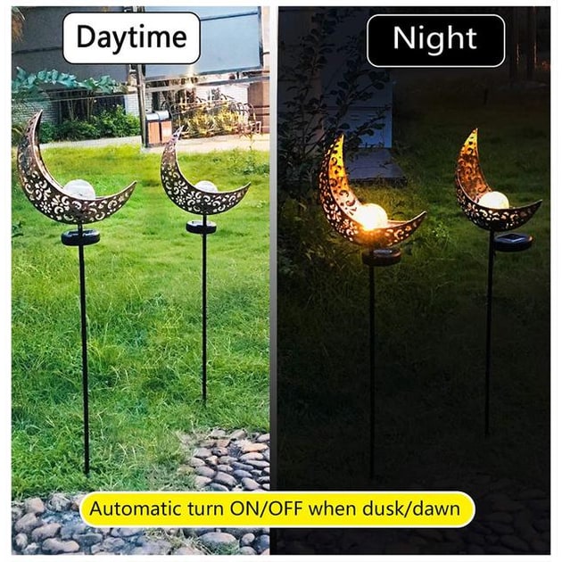 Solar Garden Lights Outdoor Pathway with Crackled Glass Globe and Metal Stake Exterior - Image 2