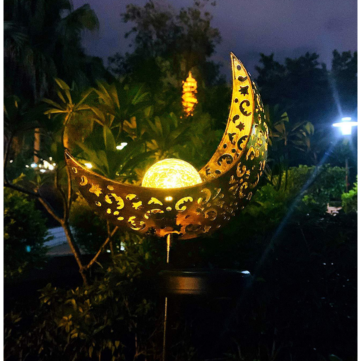 Solar Garden Lights Outdoor Pathway with Crackled Glass Globe and Metal Stake Exterior - Image 5