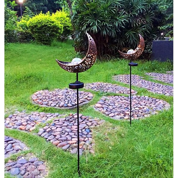 Solar Garden Lights Outdoor Pathway with Crackled Glass Globe and Metal Stake Exterior - Image 7