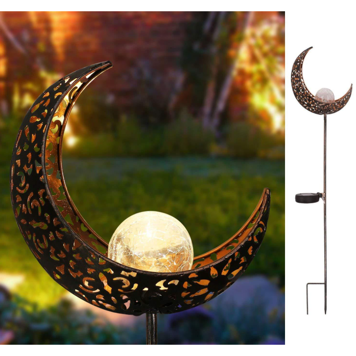 Solar Garden Lights Outdoor Pathway with Crackled Glass Globe and Metal Stake Exterior - Image 8
