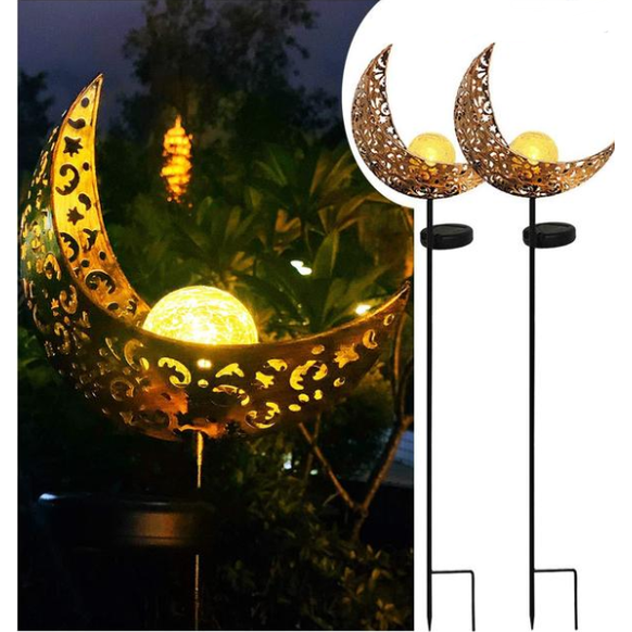 Solar Garden Lights Outdoor Pathway with Crackled Glass Globe and Metal Stake Exterior - Image 9