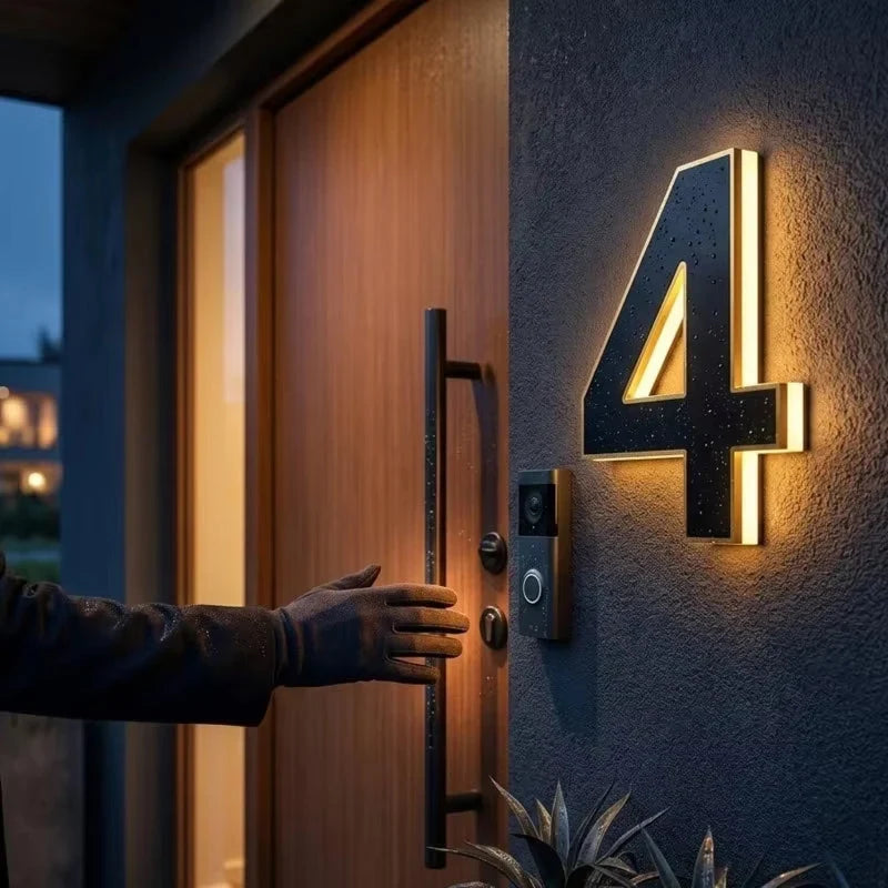 Solar House Numbers with Automatic LED Backlit Lighting and Integrated Panel - Image 2