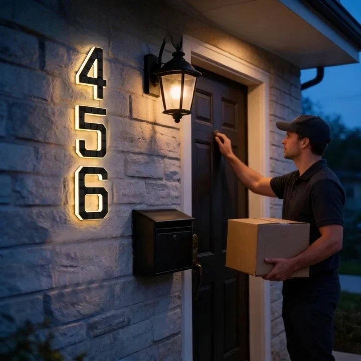 Solar House Numbers with Automatic LED Backlit Lighting and Integrated Panel - Image 3