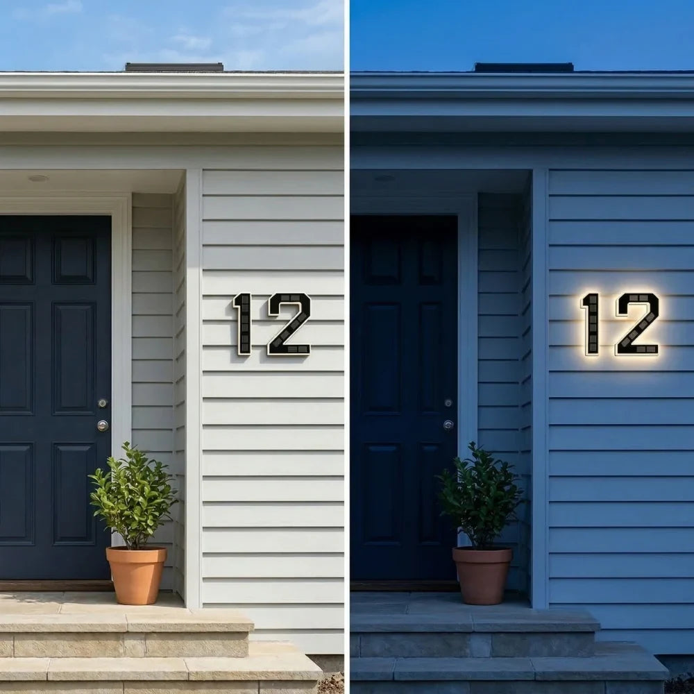 Solar House Numbers with Automatic LED Backlit Lighting and Integrated Panel - Image 5