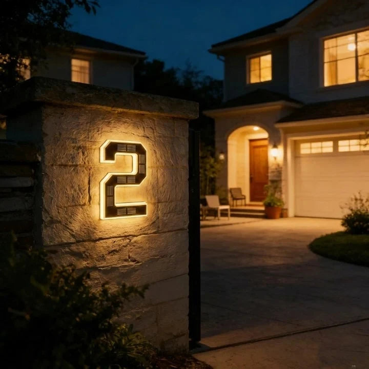 Solar House Numbers with Automatic LED Backlit Lighting and Integrated Panel - Image 8