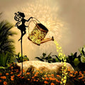 Solar Metal Watering Can Light with Cascading LED String and Outdoor Powered Garden Stake - Image 1