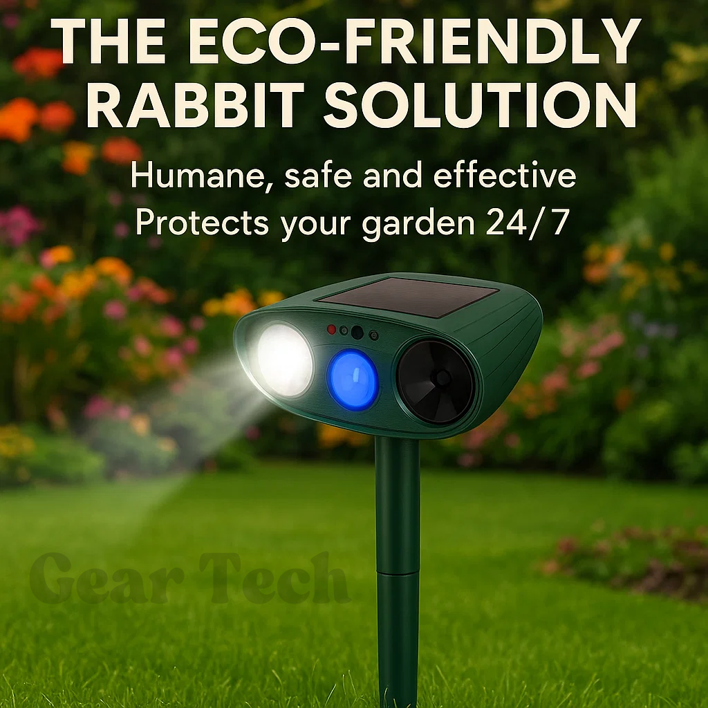 Solar Powered Ultrasonic Pest Repeller with Motion Sensor and Flashing LED Light - Image 1