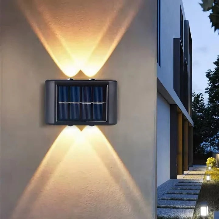 Solar Wall Lights Outdoor with Dual LED Up and Down Lighting for Yard and Walkway - Image 1