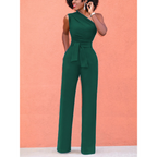 Wide-Leg Short Sleeve Jumpsuit – Belted Waist, Flattering Fit, Elegant One-Piece Outfit