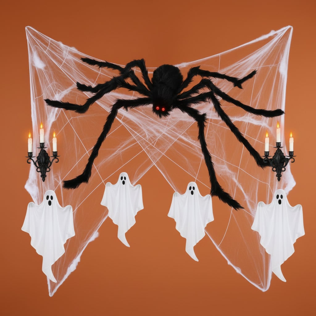 Spider Web with Halloween Giant Skeleton Decoration - Image 2