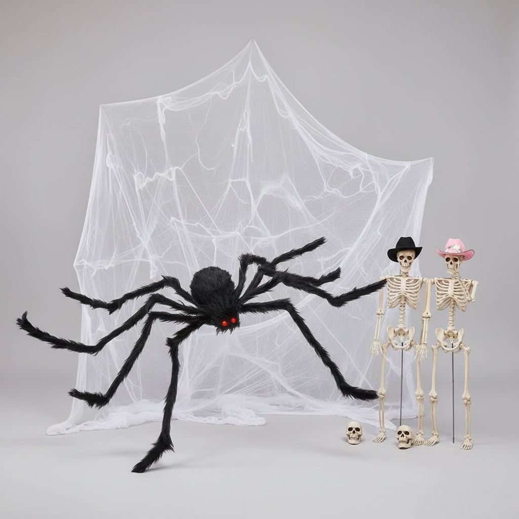 Spider Web with Halloween Giant Skeleton Decoration - Image 3