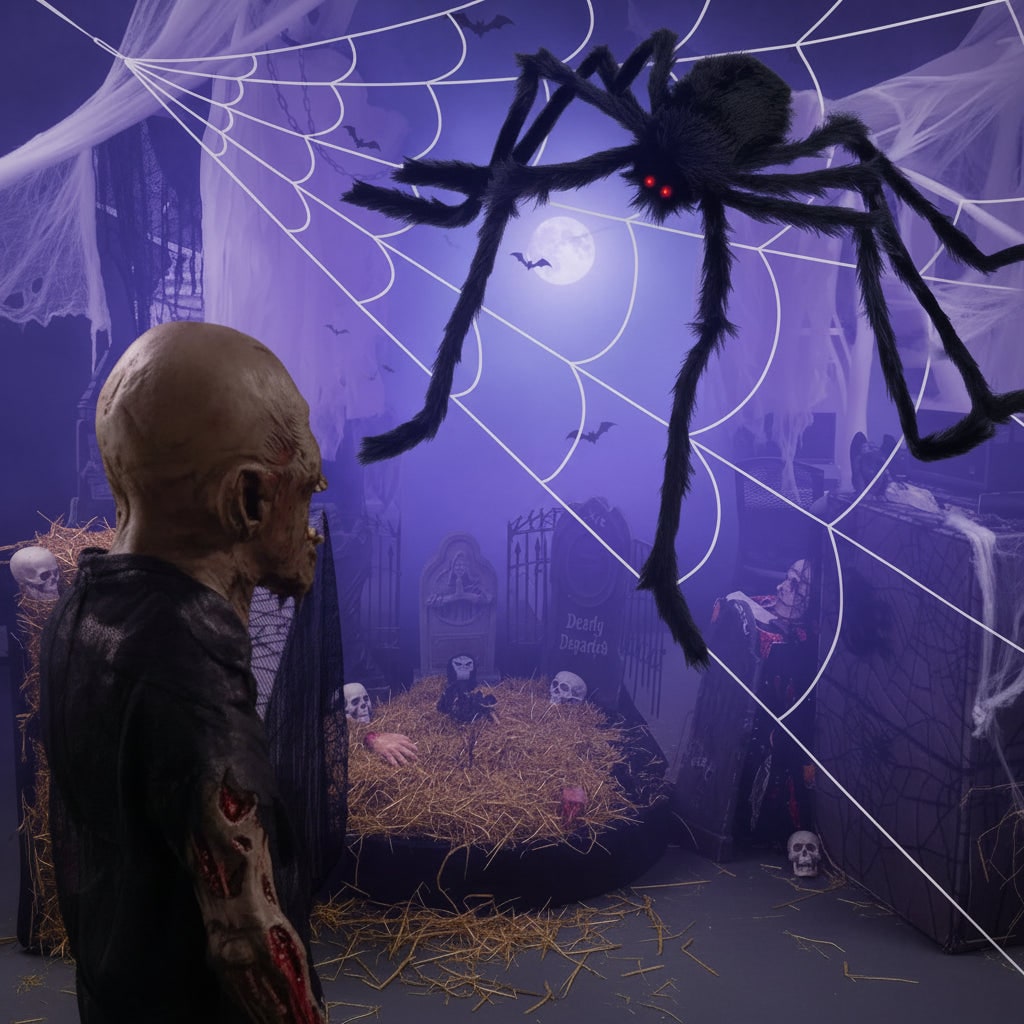 Spider Web with Halloween Giant Skeleton Decoration - Image 4