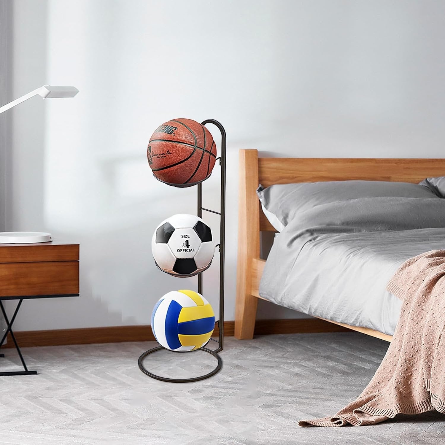 Space-Saving Sports Ball Storage Rack – Organized Holder for Balls and Accessories in Home, Garage or Gym