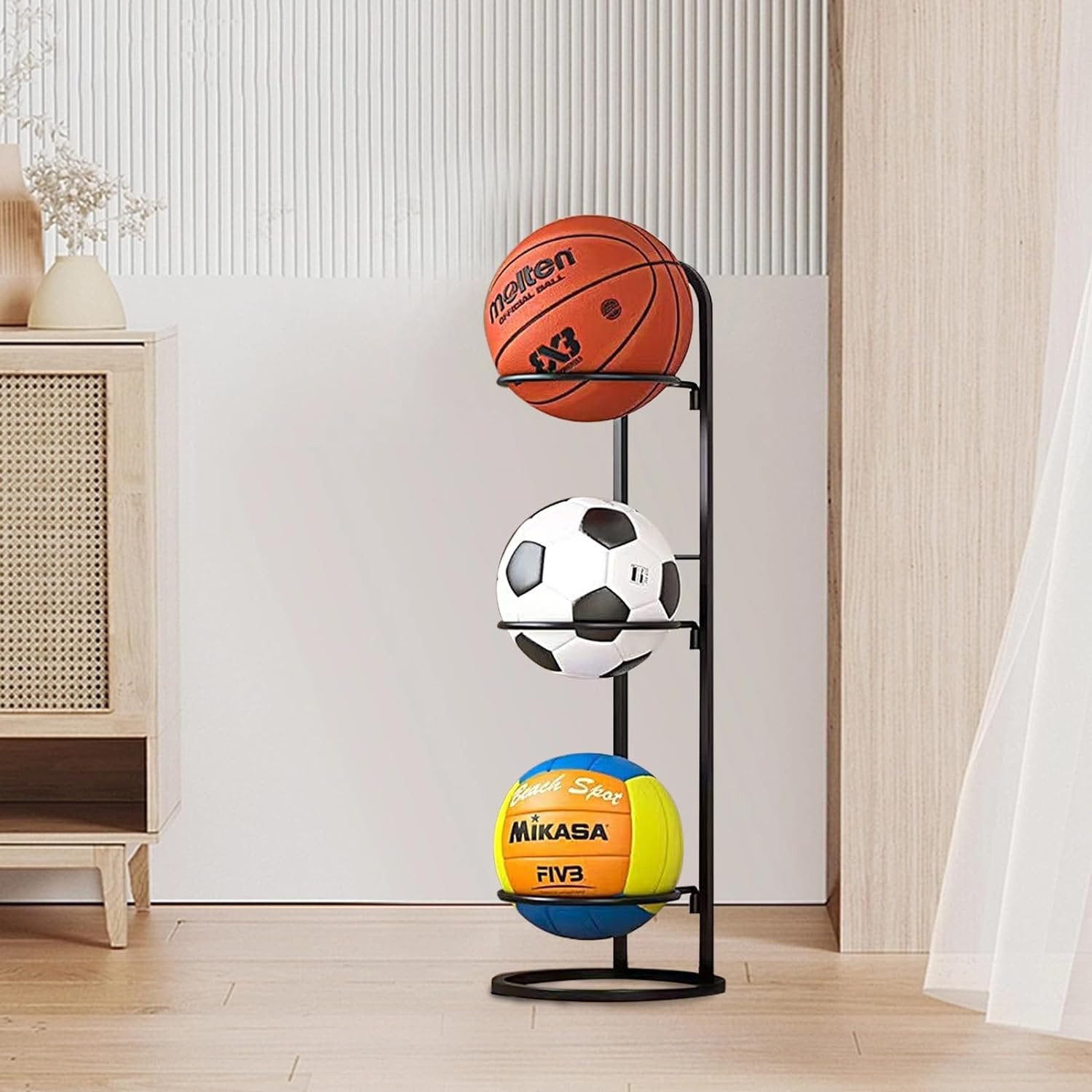 Space-Saving Sports Ball Storage Rack – Organized Holder for Balls and Accessories in Home, Garage or Gym