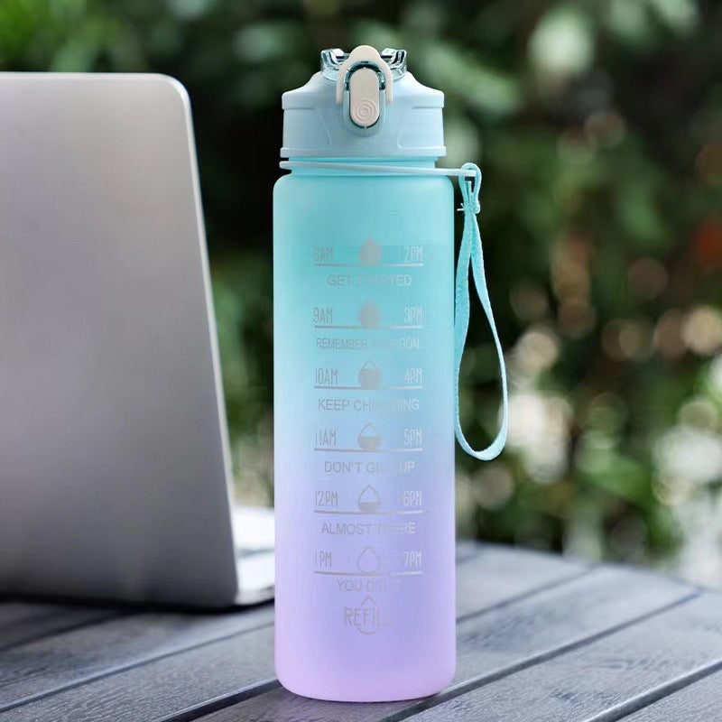 Sports Water Bottle Motivational Frosted Lockable Portable Outdoor Camping Travel - Image 1