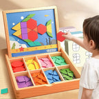 Wooden Magnetic Pattern Blocks Puzzle Set - Kids