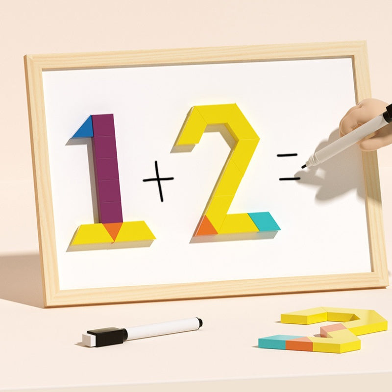 Wooden Magnetic Pattern Blocks Puzzle Set - Kids