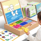 Wooden Magnetic Pattern Blocks Puzzle Set - Kids