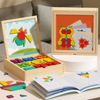 Wooden Magnetic Pattern Blocks Puzzle Set - Kids