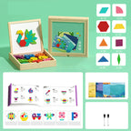 Wooden Magnetic Pattern Blocks Puzzle Set - Kids