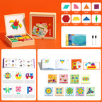 Wooden Magnetic Pattern Blocks Puzzle Set - Kids