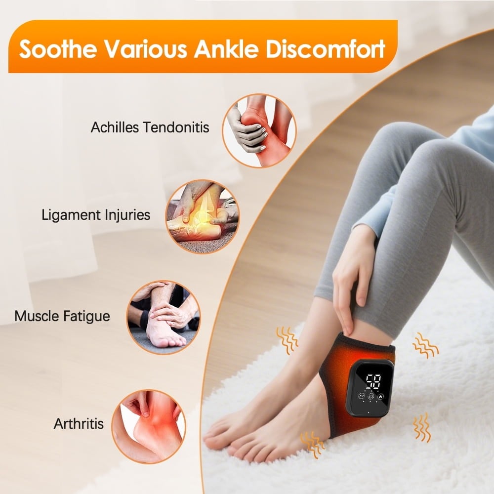 Sprained Ankle Elastic Bandage with Lace Up Brace and Heated Wrap Digital Massage Compression Sleeve - Image 3