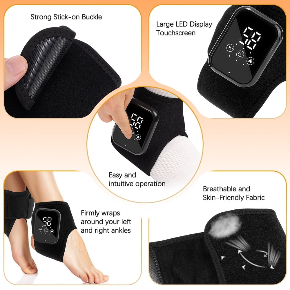 Sprained Ankle Elastic Bandage with Lace Up Brace and Heated Wrap Digital Massage Compression Sleeve - Image 8