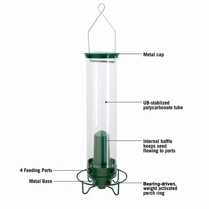 Squirrel Proof Bird Feeder with Weight-Activated Spinning Perch Tube - Image 7