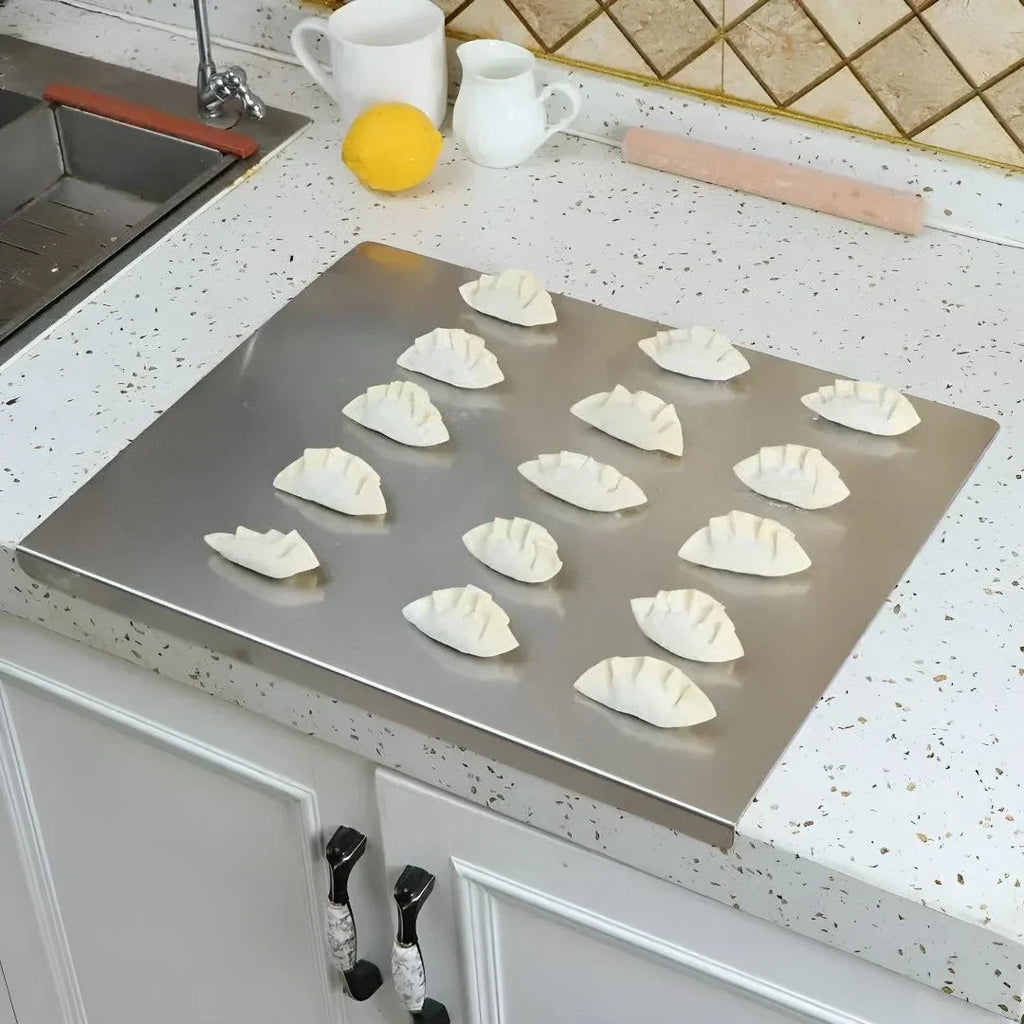 Stainless Steel Cutting Board with Spill Guard and Rounded Safety Corners - Image 3