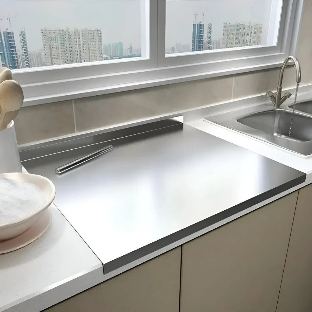 Stainless Steel Cutting Board with Spill Guard and Rounded Safety Corners - Image 4