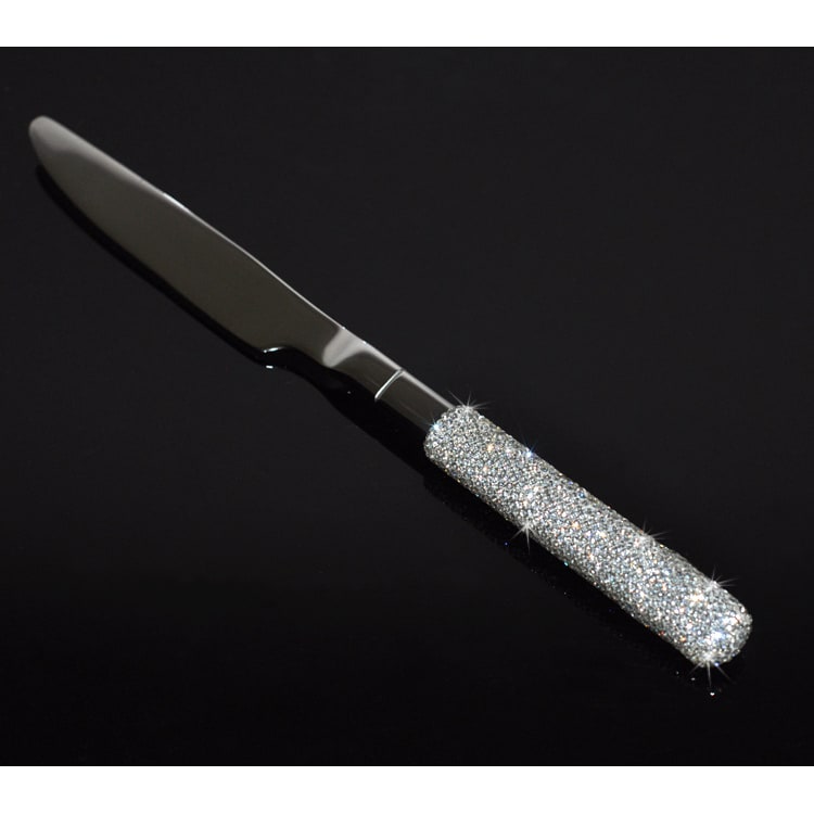 Stainless Steel Flatware Set with Rhinestone Handles and Gold Silver Options 20 Piece - Image 7