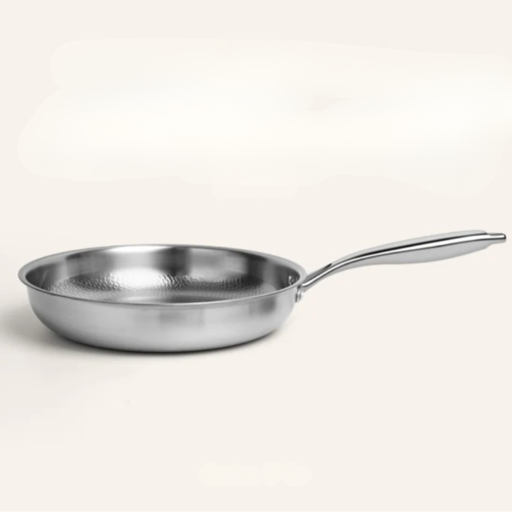 Stainless Steel Frying Pan with Hammered Surface and Induction Base - Image 3