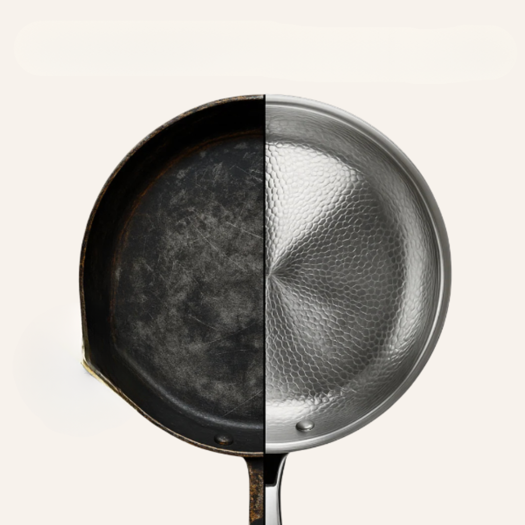 Stainless Steel Frying Pan with Hammered Surface and Induction Base - Image 5