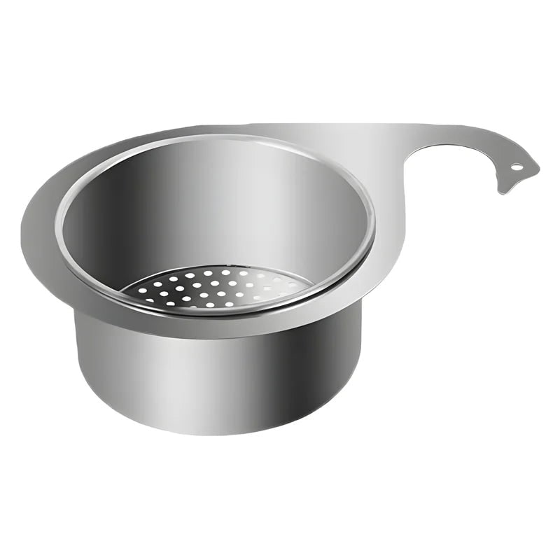 Stainless Steel Sink Strainer Basket with Kitchen Faucet Hook and Corner Drain Perforations - Image 10