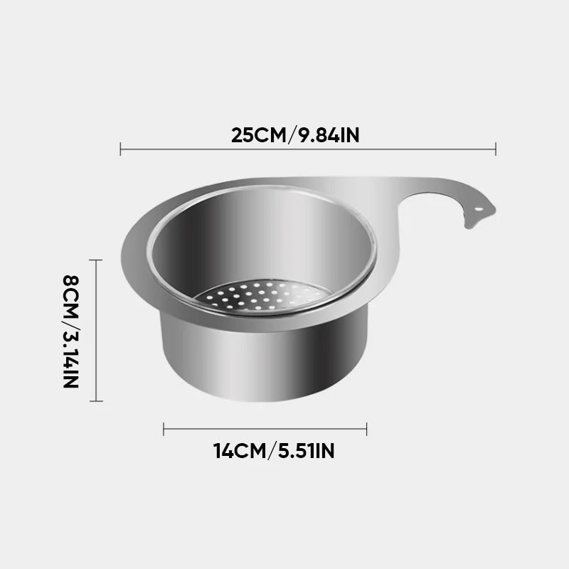 Stainless Steel Sink Strainer Basket with Kitchen Faucet Hook and Corner Drain Perforations - Image 11
