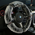 Steering Wheel Cover for Car with Plush Faux Fur and Rhinestone Embellished Design - Image 7