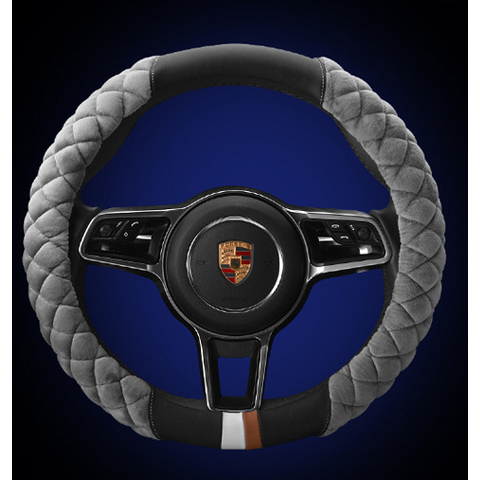 Steering Wheel Cover with Diamond Quilted Plush Fabric and Padded Grip for Cars - Image 2