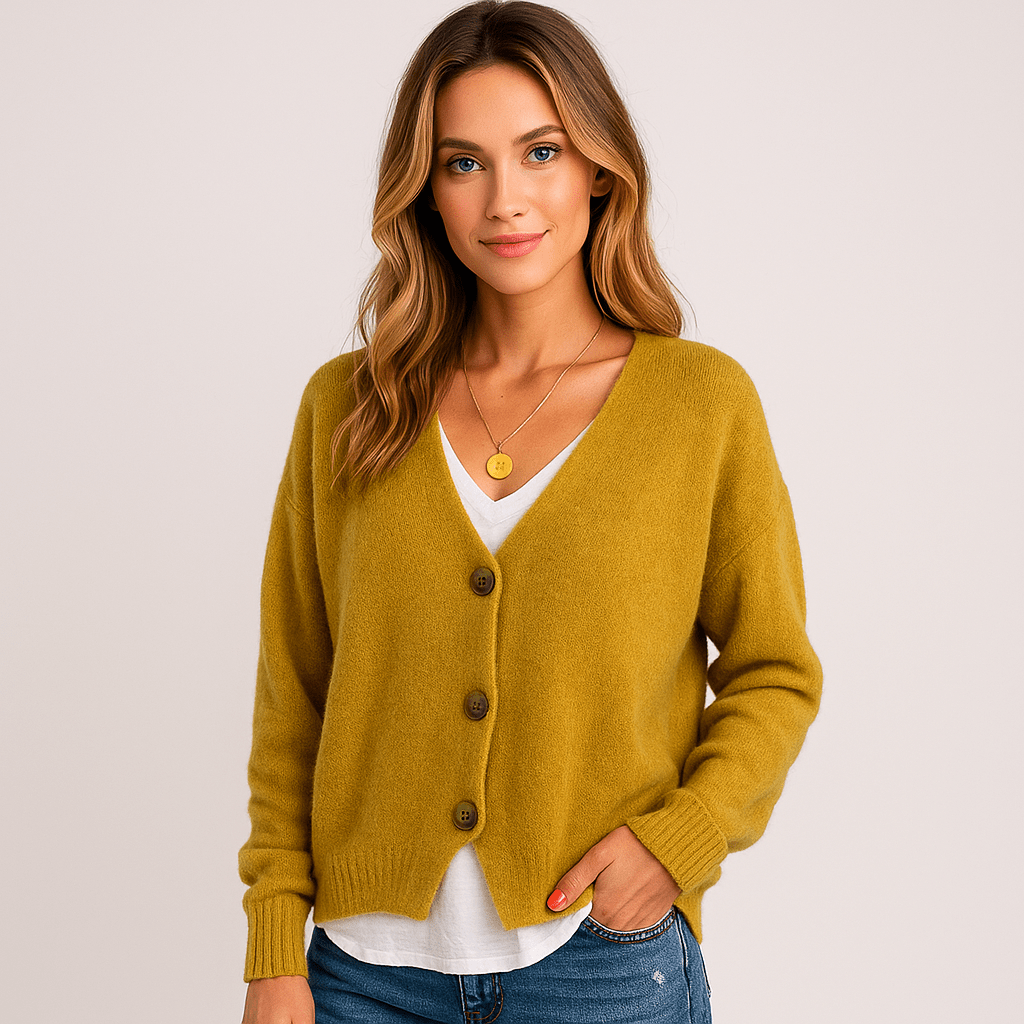 Stilla V-Neck Relaxed Top - Cozy Wool Blend